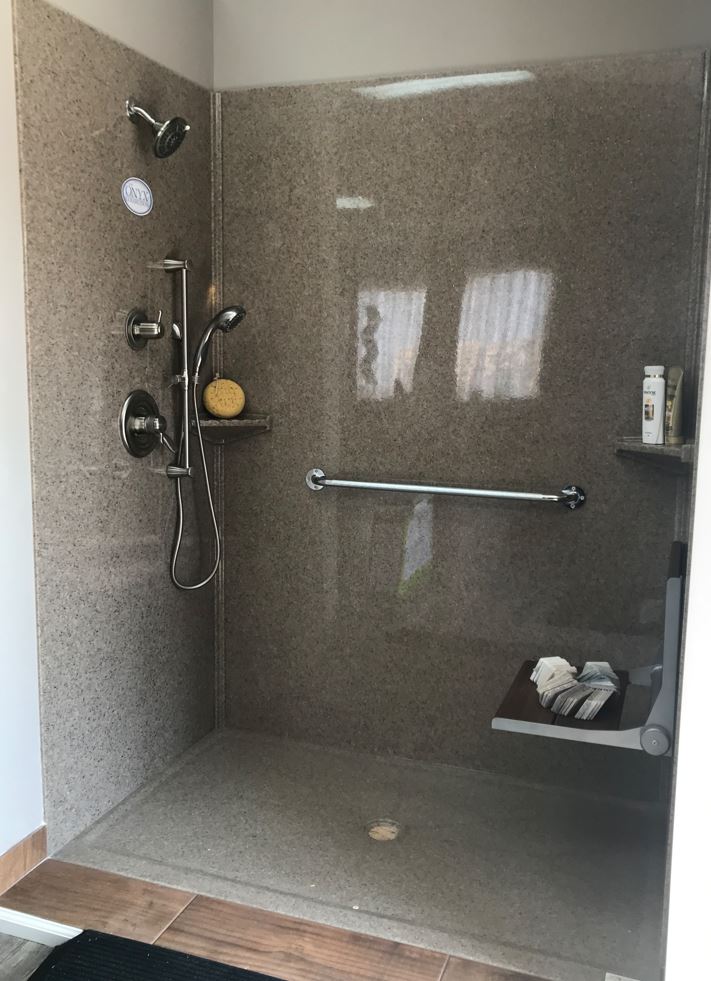 accessible shower in Lifeway Mobility Northern CO showroom